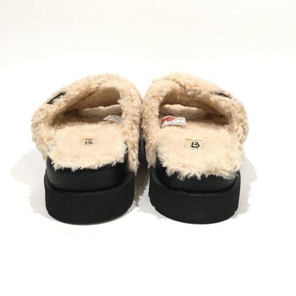 UGG Fuzz Sugar Cross Slide Women’s Sandals -Cream Natural -US 11 -NEW - Picture 4 of 7